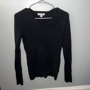 Women’s black sweater, v-neck.